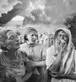 Women fleeing from German bombing in Grushki district, Kiev, Ukraine, 23 Jun 1941