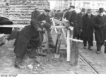 German civilians building a roadblock near the Hermannstraße S-Bahn station, Berlin, Germany, 10 Mar 1945, photo 4 of 6