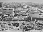 Hachioji, Japan after American aerial bombing, 1945, photo 1 of 2
