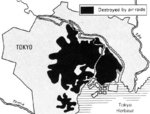 Map depicting the results of an US government survey of bombing damage of Tokyo, Japan, 1946