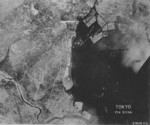 Aerial view of Tokyo, Japan and Tokyo Harbor, early 1945