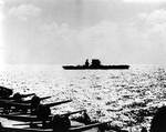 Lexington during Battle of Coral Sea as seen from Yorktown, early morning of 8 May 1942