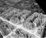 Aerial view of burned out buildings in Hamburg, Germany, circa 1944-1945