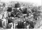 Ruins of Dresden, Germany, circa 15 Feb 1945; note Frauenkirche church in center