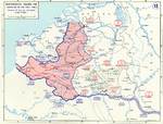 Map noting German advances in France and the Low Countries between 16 and 21 May 1940