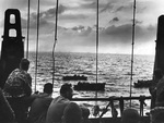 US Marines aboard a US Coast Guard-manned transport while they traveled for Tarawa, Gilbert Islands, Nov 1943