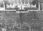 Crowds gather at a public event during the Greater East Asia Conference, Tokyo, Japan, 5 Nov 1943