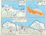 Map depicting the Guadalcanal Campaign, 7-8 Aug, 12-14 Sep, and 23-26 Oct 1942