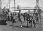 Japanese troops in Guangzhou, Guangdong Province, China, circa late 1938; note Haizhu Bridge in background