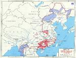 Map noting final Japanese lines in China and Burma between Operation Ichigo of mid-1944 and the end of the Pacific War