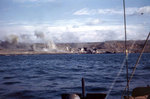 Explosions near the Iwo Jima shore, probably during the pre-landing bombardment, circa 19 Feb 1945
