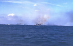 Battleship Tennessee and other American ships firing on Iwo Jima, 19 Feb 1945