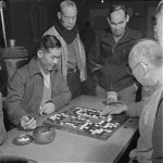 Japanese-American internees playing Go at the internment camp in Heart Mountain, Wyoming, United States, 1943