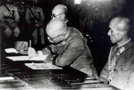 Rikichi Ando signing the surrender document, Taipei City Hall, Taiwan, 25 Oct 1945