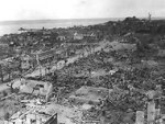 A town in shambles after American bombardment, Tinian, Mariana Islands, Aug 1944