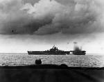 USS Bunker Hill nearly hit by a Japanese bomb during Battle of the Philippine Sea, 19 Jun 1944