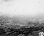 Aerial view of Allied aircraft dropping paratroopers over the Netherlands, 17 Sep 1944