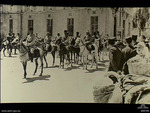 French Circassian Cavalry assembling outside the railway station at Damascus, French Mandate of Syria in preparation of the surrendering ceremony to Axis officials, Sep 1941