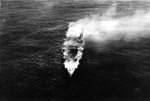 Hiryu burning, photographed by a plane of carrier Hosho, 5 Jun 1942, photo 1 of 2