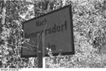 Road sign 5km from Nemmersdorf, East Prussia, Germany, late Oct 1944