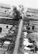 British Royal Air Force aircraft attacking bridges on the Burma-Siam railway, Feb 1945
