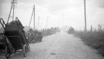 Canadian troops waiting in ditches with their bicycles as men of the UK 48th Royal Marine Commando took cover from mortar fire on the road side near St Aubin Sur Mer, Normandy, France, 6 Jun 1944
