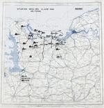 Map noting situation at Normandy, France at 2400 hours on 6 Jun 1944; note title text with deceptive American unit FUSAG