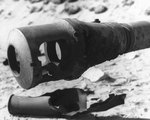 Damaged muzzle brake of a German 88mm gun, located in one of Utah Beach