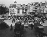 View of the market at the Place du Chateau, Cherbourg, 7 Jul 1944