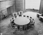Conference table, Schloss Cecilienhof, Potsdam, Germany, 13 Jul 1945, photo 1 of 2