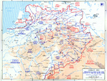 Map depicting Allied campaign in the Ruhr, Elbe, and Mulde regions, 5-18 Apr 1945