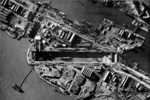 Aerial view of Normandie Dock, Saint Nazaire, France, mid-1942; note wreck of HMS Campbeltown still in dock