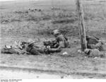 Spanish Nationalist machine gun crew, the Battle of Guadalajara, Spain, Mar 1937