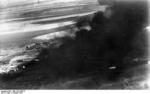 Buildings in the Russian city of Stalingrad burning after German aerial bombing, Oct 1942