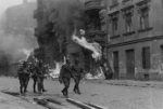 German SS troops on Nowolipie Street in Warsaw, Poland during the Warsaw Ghetto Uprising, Apr-May 1943