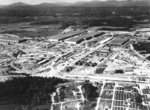 Aerial view of K-25 uranium enrichment plant, Oak Ridge, Tennessee, United States, circa 1945