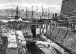 Drawing of the new dock at Grand Harbour, Malta as seen in the 24 Oct 1867 issue of publication Illustrated London News