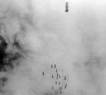 Bombs being dropped over Heito Airfield, Taiwan, 16 Oct 1944