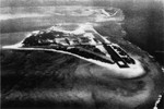Aerial view of Midway Atoll, date unknown; seen in Jun 1958 issue of US Navy publication Naval Aviation News