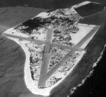 Aerial view of Sand Island, Midway Atoll, 1945