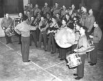 US Marine Corps musicians with bagpipes, Quantico, Virginia, United States, circa 1943