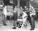 US Marine Corps musicians with bagpipes, Quantico, Virginia, United States, circa 1943