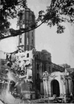 Taihoku General Government Building damaged by American bombing, Taiwan, May-Jun 1945
