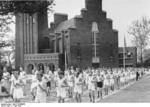 Hitler Youth members exercising near the German Evangelical Church in Shanghai, China, 1 May 1936