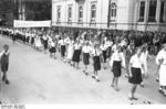 Young female members of the Nazi Party in march, Worms, Germany, 1933-1939