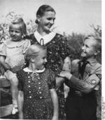 German mother with her children, seen in the 2 Feb 1943 issue of the publication SS-Leitheft; note boy in Hitler Youth uniform