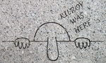 So much a part of the American war experience, Kilroy even found this place on the US National World War II Memorial in Washington, DC, United States, photograph taken on 4 Sep 2006