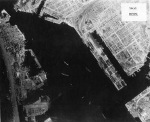 Takao (now Kaohsiung) harbor under US aerial attack, Taiwan, 17 Nov 1944, photo 3 of 5