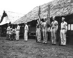 USAAF men in decoration formation, Nadzab Airfield, Australian New Guinea, early 1944