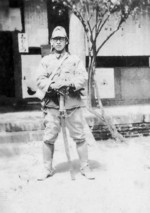 Japanese Army soldier posing with a sword, circa 1930s